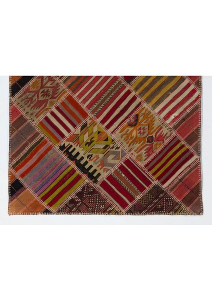122 x 180 cm Eski El Yapımı Türk Patchwork Kilim (Düz Dokuma), Dekoratif Halı modelleri