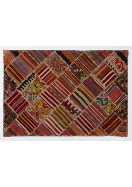 122 x 180 cm Eski El Yapımı Türk Patchwork Kilim (Düz Dokuma), Dekoratif Halı fırsatları