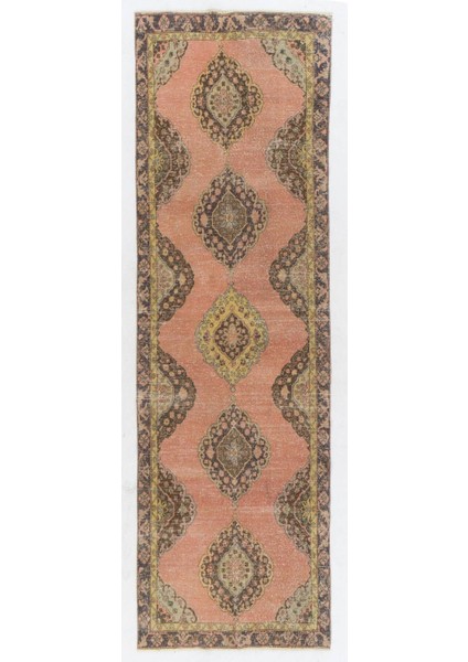 130 x 407 cm Eşsiz Eski Yünlü Yolluk Halı, 1960 Civarı. Koridor Halısı. Antre Hol Halı