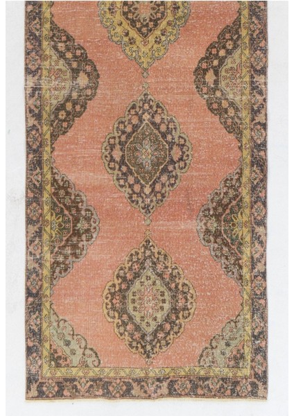 130 x 407 cm Eşsiz Eski Yünlü Yolluk Halı, 1960 Civarı. Koridor Halısı. Antre Hol Halı modelleri