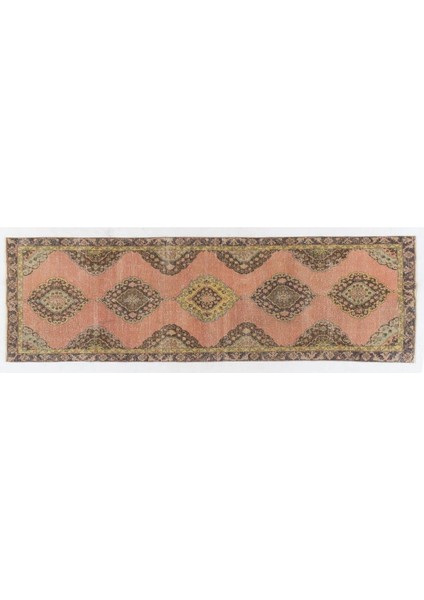 130 x 407 cm Eşsiz Eski Yünlü Yolluk Halı, 1960 Civarı. Koridor Halısı. Antre Hol Halı indirimleri