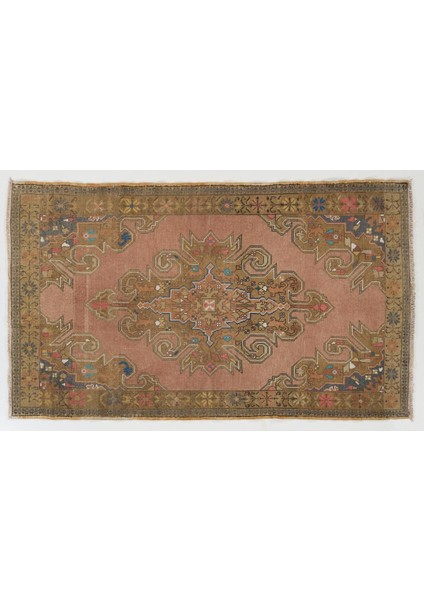 138 x 230 cm Eski El Dokuması Türk Köy Halısı. Yumuşak Renklerde Yün Halı