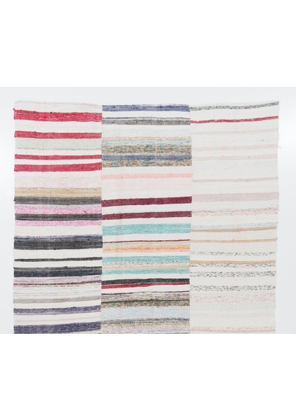 212 x 360 cm Güzel Çok Renkli Çizgili Kilim. El Dokuma Pamuklu Çaput. Geleneksel Kilim fiyatları