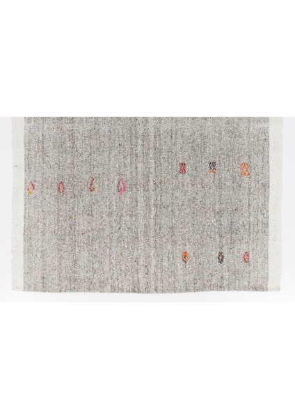 186 x 242 cm El Dokuma Eski Kilim, Gri Tonlarda Düz Dokuma Kilim modelleri