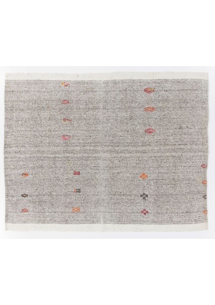 186 x 242 cm El Dokuma Eski Kilim, Gri Tonlarda Düz Dokuma Kilim fırsatları