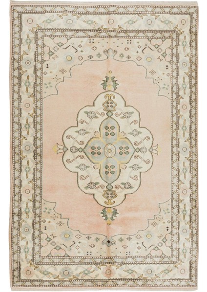 170 x 250 cm Madalyon Desenli El Düğümlü Halı, Yün, El Yapımı Halı