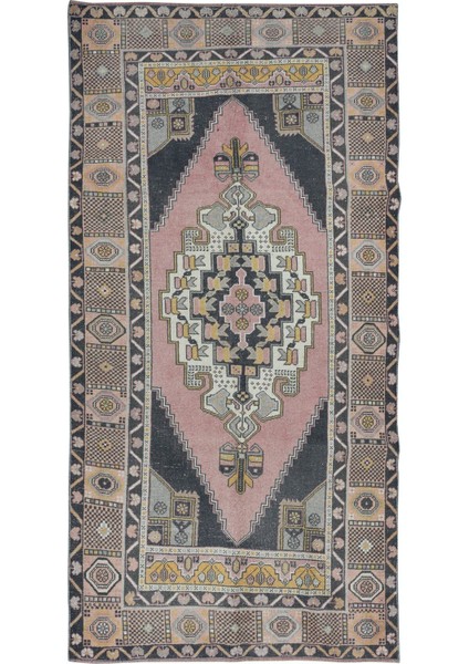 138 x 265 cm Eski Türk Kabile Halısı, Geleneksel El Yapımı Köy Halısı, Yün