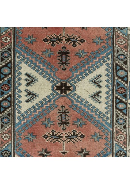 120 x 180 cm Benzersiz Eski El Düğümlü Geometrik Desenli Türk Halısı, Tamamen Yünden Yapılmıştır indirimleri