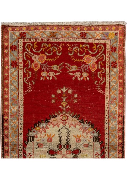83 x 175 cm Kırmızı ve Bej Orta Yüzyıldan El Yapımı Eski Halı fiyatları
