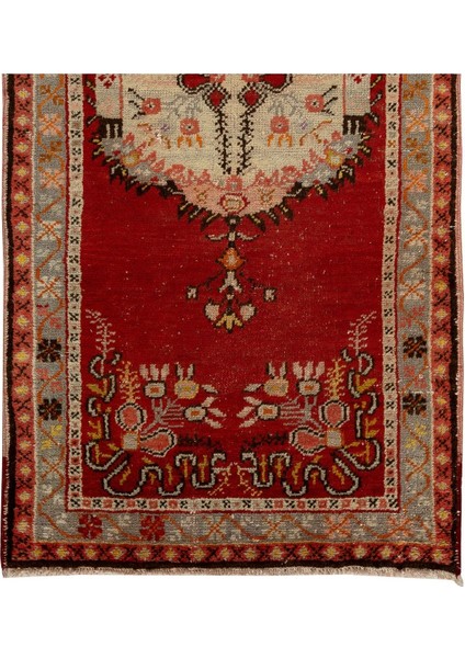 83 x 175 cm Kırmızı ve Bej Orta Yüzyıldan El Yapımı Eski Halı modelleri