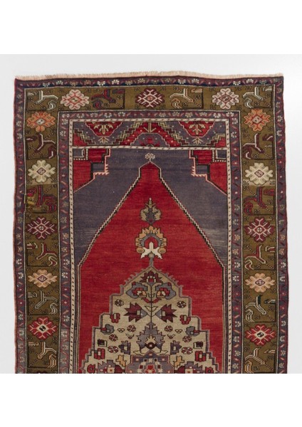 153 x 332 cm Eski Anadolu Yolluk Halı, Kırmızı ve Mavi Tonlarda Geleneksel Yün Oryantal Halı fiyatları