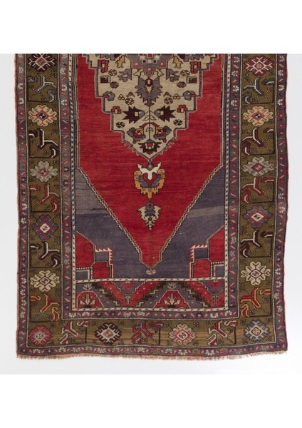 153 x 332 cm Eski Anadolu Yolluk Halı, Kırmızı ve Mavi Tonlarda Geleneksel Yün Oryantal Halı modelleri