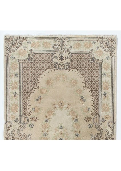 114 x 210 cm Eski Bej Halı, Ek Düğümlü Küçük Alan Halısı Halı, El Yapımı Yünlü Halı fiyatları