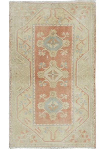 78 x 125 cm Solmuş El Düğümlü Muğla Milas Halısı, Eski Güneşte Soldurulmuş Halı