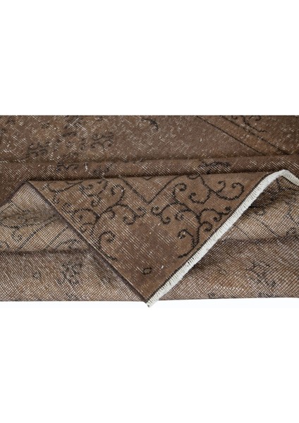 158 x 257 cm Yenilenmiş Kahverengi El Yapımı Halı, Modern Yün ve Pamuktan Yapılmış Eski Halı modelleri