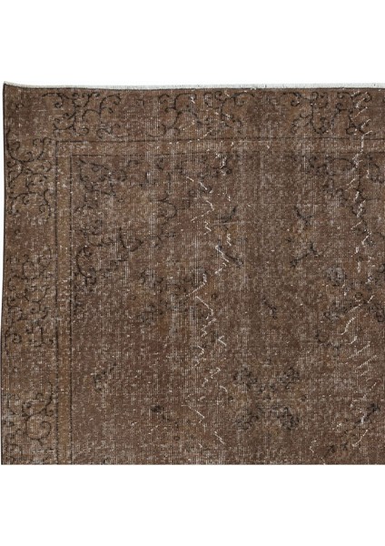 158 x 257 cm Yenilenmiş Kahverengi El Yapımı Halı, Modern Yün ve Pamuktan Yapılmış Eski Halı fırsatları