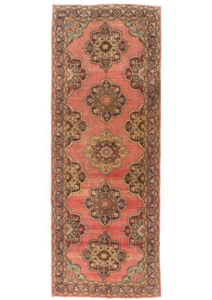 145 x 400 cm El Yapımı Eski Konya-Sille Yolluk Halı. Koridor Halısı, Antre Hol Halı