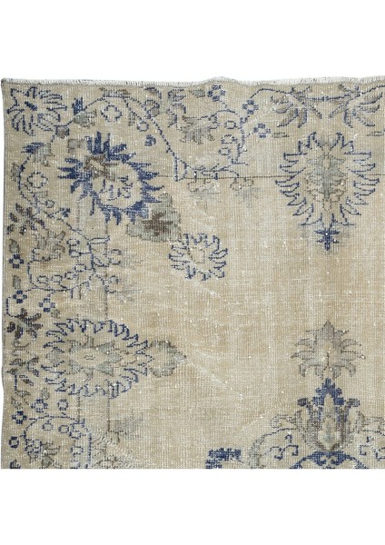 195 x 290 cm Bej ve Lacivert, Güneşte Soldurulmuş El Yapımı Halı, Yüzyıl Ortası Anadolu Halısı fırsatları