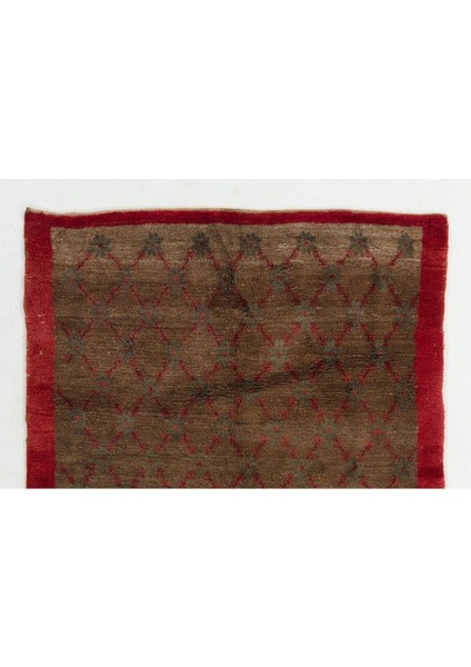 158 x 210 cm Çiçek Tasarımlı El Yapımı Tülü Halı, Kırmızı ve Kahverengi Halı, Organik Yün fiyatları