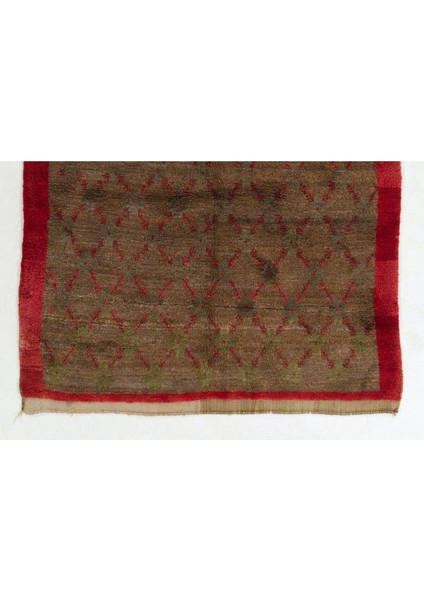 158 x 210 cm Çiçek Tasarımlı El Yapımı Tülü Halı, Kırmızı ve Kahverengi Halı, Organik Yün modelleri