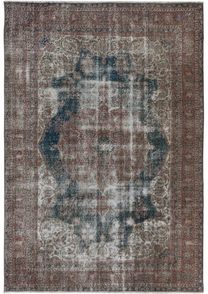 232 x 332 cm El Düğümlü Türk Eski Eskitilmiş Geniş Alan Halısı