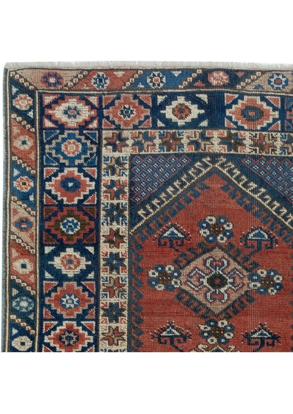 117 x 184 cm Geleneksel Eski El Yapımı Madalyonlu Türk Alan Halısı, Renkli Benzersiz Halı fırsatları