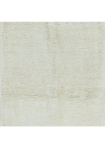 94 x 112 cm Doğal Boyasız Bej Yünden Minimalist Eski El Yapımı Anadolu Küçük Tülü Halı