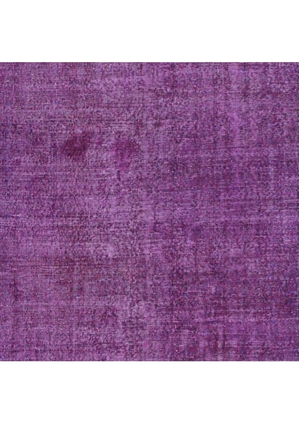 185 x 298 cm El Yapımı Mor Halı, El Dokuması Eski Halı, Yenilenmiş Türk Halısı