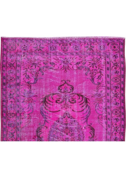 172 x 292 cm El Dokuması Yeniden Boyanmış Eski Türk Halısı, Çağdaş Pembe El Yapımı Yünlü Halı fırsatları