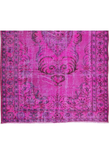 172 x 292 cm El Dokuması Yeniden Boyanmış Eski Türk Halısı, Çağdaş Pembe El Yapımı Yünlü Halı indirimleri