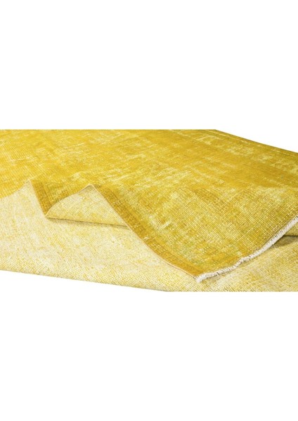 162 x 265 cm El Dokuması Yeniden Boyanmış Eski Türk Halısı, Modern Sarı El Yapımı Yünlü Halı modelleri