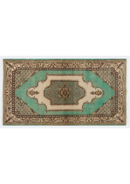 (115 x 213 cm ) Yeşil Tonlarda El Dokuması Halı , Anadolu Halısı indirimleri