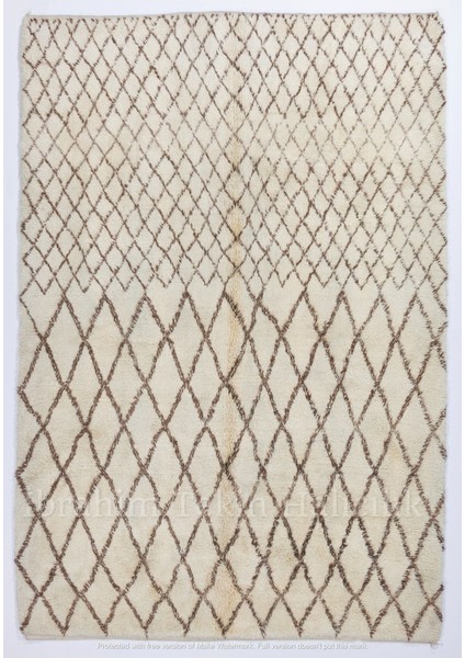 210 x 310 cm El Dokuması Beyaz Yünden Yapılmış Yumuşak Tüylü Tülü Halı, Modern Tülü