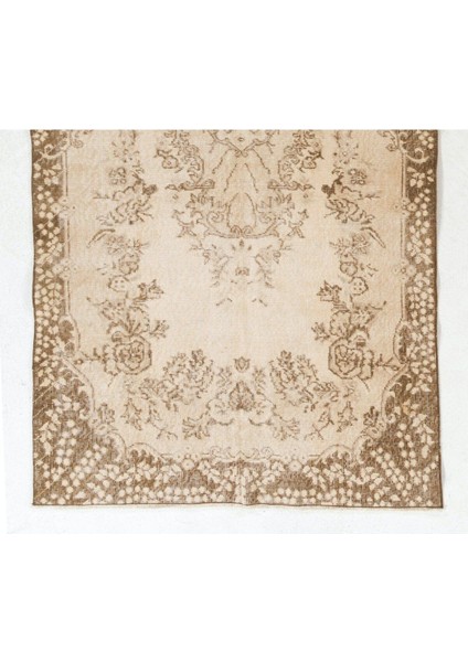 114 x 212 cm El Düğümlü Eski Türk Uşak Halısı, Madalyon Desenli Bej Küçük Alan Halısı modelleri