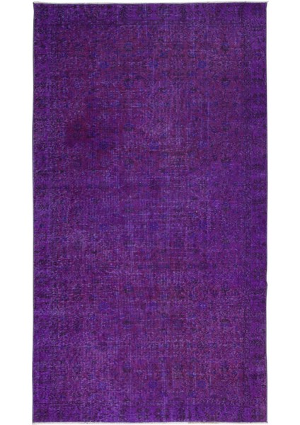 160 x 260 cm Mor Yeniden Boyanmış El Yapımı Halı, El Dokuması Türk Halısı, Modern Alan Halısı