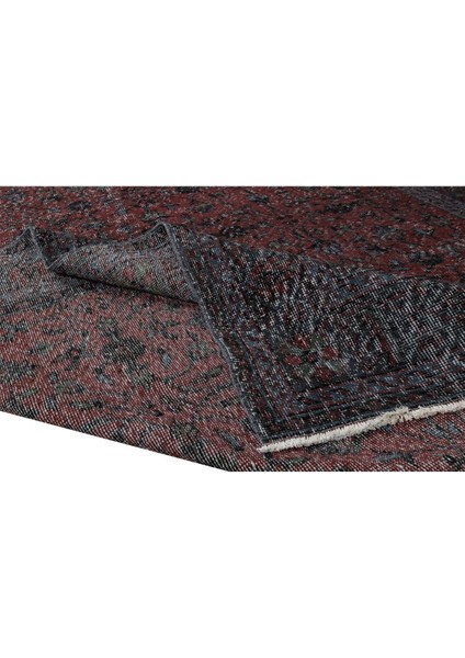 196 x 321 cm El Dokuması Yeniden Boyanmış Eski Türk Halısı, Modern Kırmızı El Yapımı Yünlü Halı modelleri