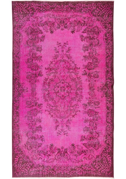 175 x 292 cm El Dokuması Yeniden Boyanmış Eski Türk Halısı, Çağdaş Pembe El Yapımı Yünlü Halı fiyatları