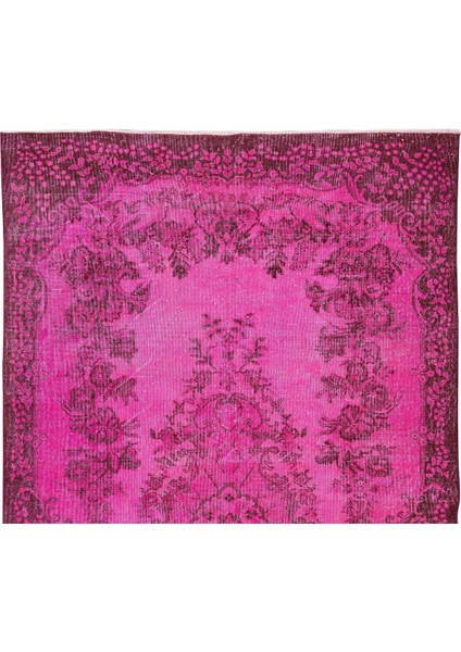175 x 292 cm El Dokuması Yeniden Boyanmış Eski Türk Halısı, Çağdaş Pembe El Yapımı Yünlü Halı fırsatları