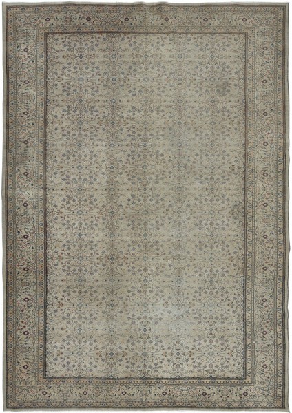 199 x 285 cm Eski El Düğümlü Anadolu Uşak Bölge Halısı, Çiçek Desenli Bej, Yaklaşık 1960'LADAN