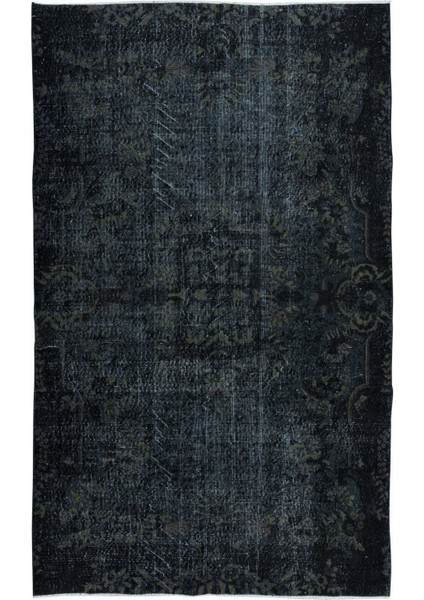 165 x 267 cm Siyah & Gri Renkli El Dokuması Halı, Yenilenmiş Modern Türk Halısı