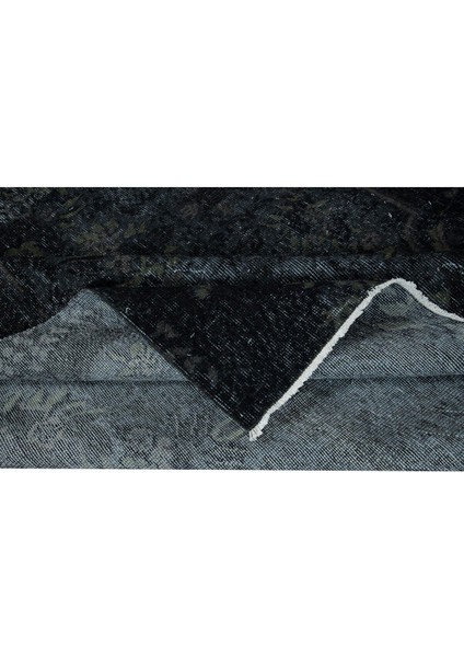 165 x 267 cm Siyah & Gri Renkli El Dokuması Halı, Yenilenmiş Modern Türk Halısı modelleri