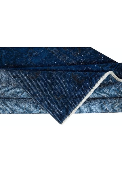 120 x 206 cm Lacivert Renkli El Dokuması Halı, Yenilenmiş Modern Lacivert Küçük Halı modelleri