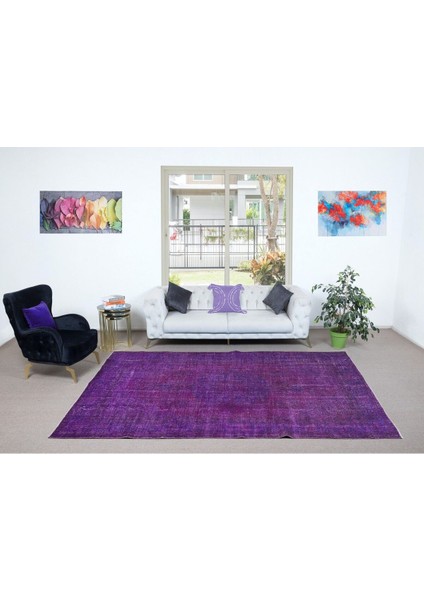 210 x 310 cm Mor El Dokuması Halı, El Düğümlü Alan Halısı, Eski Türk Halısı fiyatları