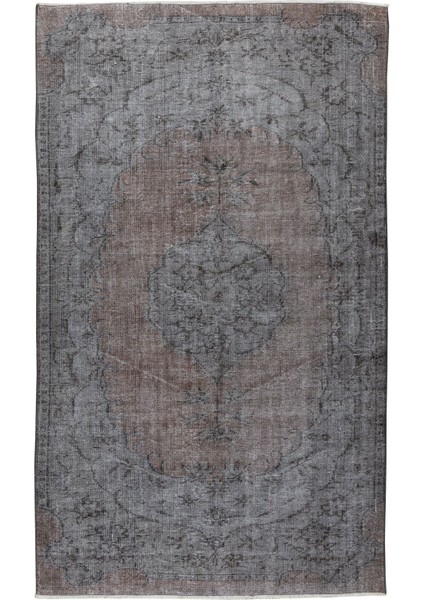 158 x 255 cm El Dokuması Yeniden Boyanmış Eski Türk Halısı, Modern Gri El Yapımı Yünlü Halı fiyatları