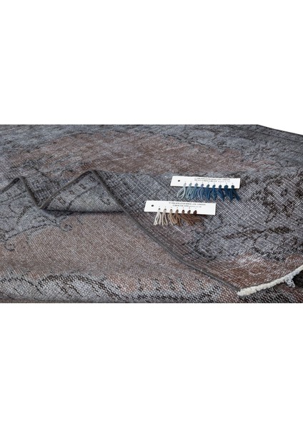 158 x 255 cm El Dokuması Yeniden Boyanmış Eski Türk Halısı, Modern Gri El Yapımı Yünlü Halı modelleri