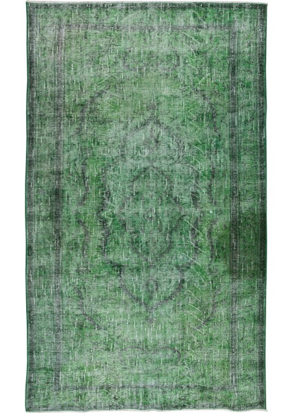 168 x 292 cm El Dokuması Yeniden Boyanmış Eski Türk Halısı, Modern Yeşil El Yapımı Yünlü Halı fiyatları