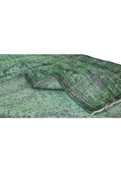168 x 292 cm El Dokuması Yeniden Boyanmış Eski Türk Halısı, Modern Yeşil El Yapımı Yünlü Halı modelleri