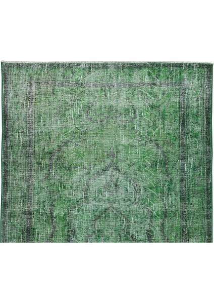 168 x 292 cm El Dokuması Yeniden Boyanmış Eski Türk Halısı, Modern Yeşil El Yapımı Yünlü Halı fırsatları