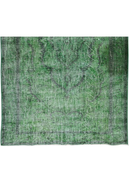 168 x 292 cm El Dokuması Yeniden Boyanmış Eski Türk Halısı, Modern Yeşil El Yapımı Yünlü Halı indirimleri
