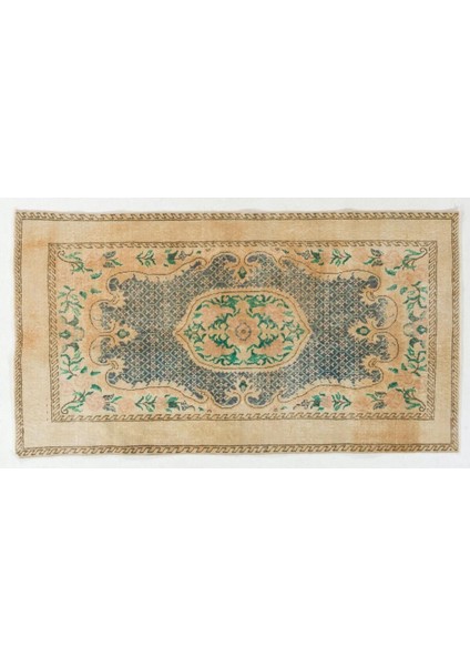 114 x 203 cm El Yapımı Eski Türk Uşak Halı, Küçük Yün ve Pamuklu Halı indirimleri